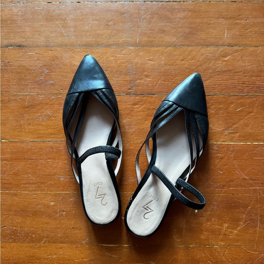 27 EDIT Black Mary Jane Flats with Pointed Toe